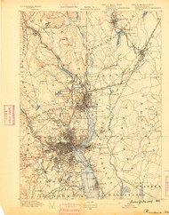 Providence, Massachusetts 1889 (1889) USGS Old Topo Map 15x15 Quad