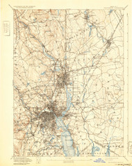 Providence, Massachusetts 1894 (1932) USGS Old Topo Map 15x15 Quad