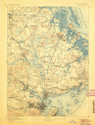 Salem, Massachusetts 1893 (1905) USGS Old Topo Map 15x15 Quad