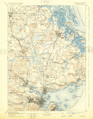 Salem, Massachusetts 1893 (1932) USGS Old Topo Map 15x15 Quad