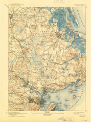 Salem, Massachusetts 1893 (1944) USGS Old Topo Map 15x15 Quad