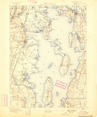 Narragansett Bay, Rhode Island 1892 (1898) USGS Old Topo Map 15x15 Quad