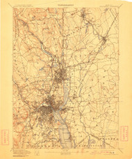 Providence, Rhode Island 1894 (1911) USGS Old Topo Map 15x15 Quad
