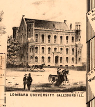 Lombard University - Knox Co., Illinois 1861 Old Town Map Custom Print - Knox Co.