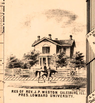 Res. of Rev. J.P Weston - Knox Co., Illinois 1861 Old Town Map Custom Print - Knox Co.