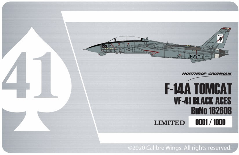 CBW721409-1/72 F-14A Tomcat VF-41 Schwarz Aces Buno 162608 Calibre Flügel 