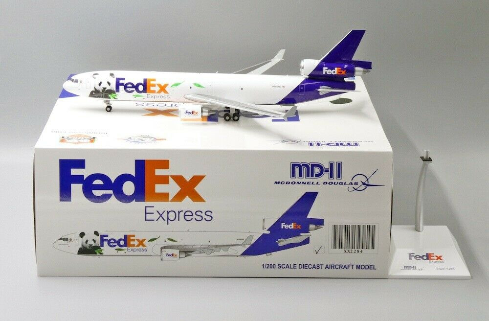 JC2284 | JC Wings 1:200 | FEDEX McDonnell Douglas MD-11 PANDA EXPRESS NO.3  REG: N585FE (with stand) - Aviation Retail Direct