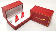 CUFFVIRGIN | Gifts | VIRGIN - Cufflinks - A high quality 3mm thick hard enamel pair of cufflinks presented in a gift box.