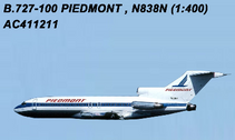 AC411211 | Aero Classics 1:400 | Boeing 727-100 Piedmont  N838N