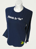 white text / navy shirt