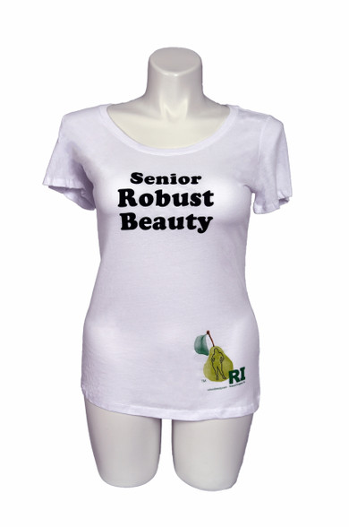 black text / white t-shirt