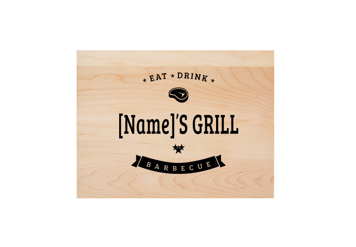 Eat,  drink, barbecue custom engraved cutting board.