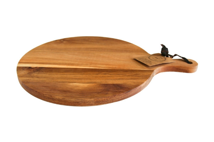 MRKT FINDS Acacia Wood Round Cutting Board with Handle 15.75 x 11.75 (AK351)