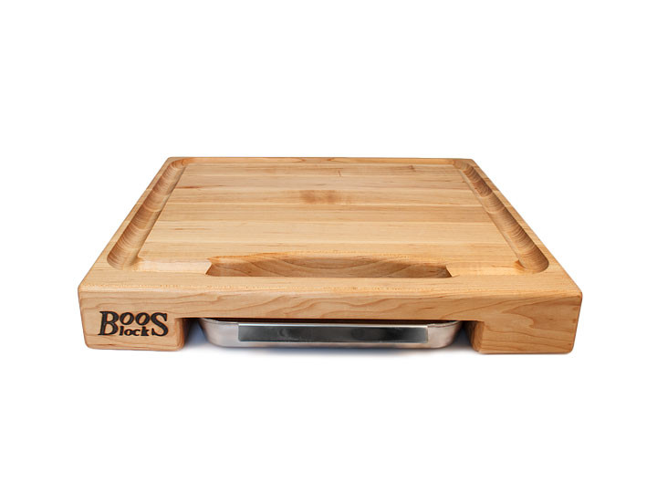 John Boos Prep Master Chopping Block With Tray 15" x 14" 2.25" Side View