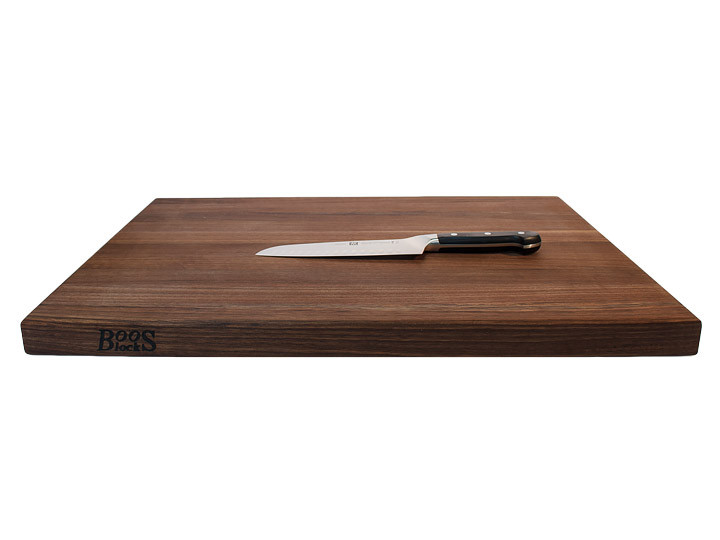 John Boos Reversible Cutting Board With Grips Walnut 24x18x1.5 (WAL-R02) With Knife