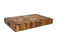 Proteak End Grain Rectangle Cutting Board With Grips 20" x 14" x 2.5" Overview