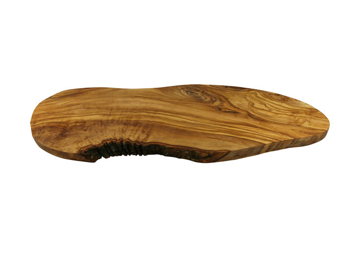 Raw edge bark on olive wood board