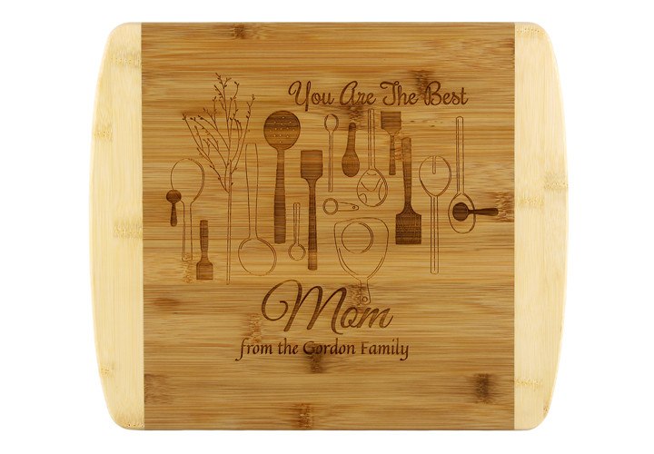 Engraved Cutting Board for Mom, Chef Theme in Bamboo