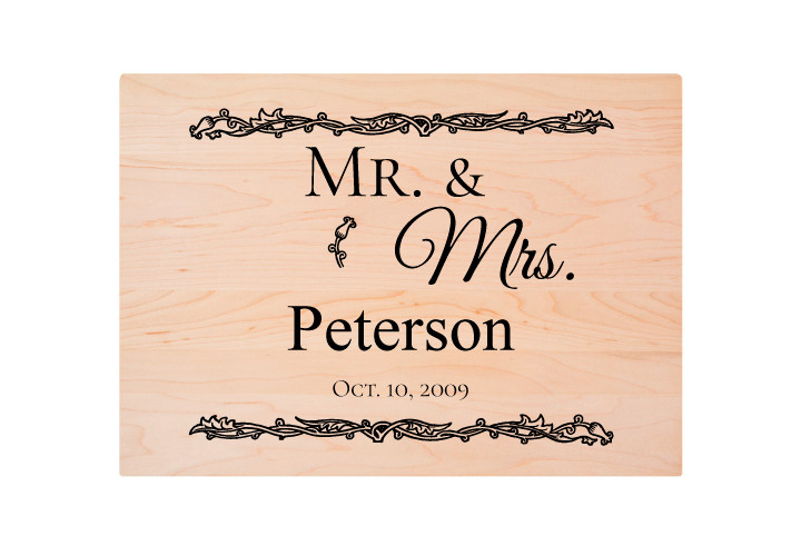 Personalized Cutting Board with "Mr. & Mrs." Engraving