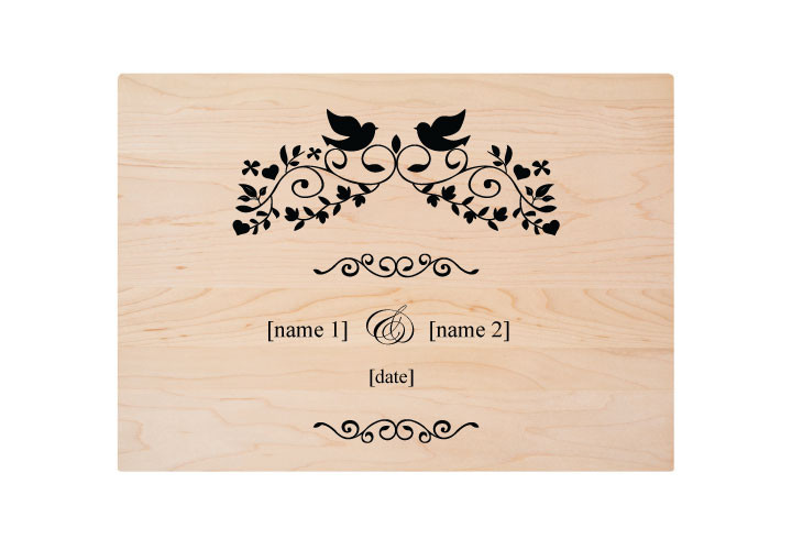 Personalized Wedding Lovebirds Design Cutting Board