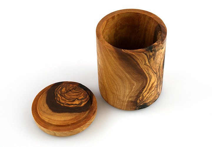 Olive wood spice jar with lid
