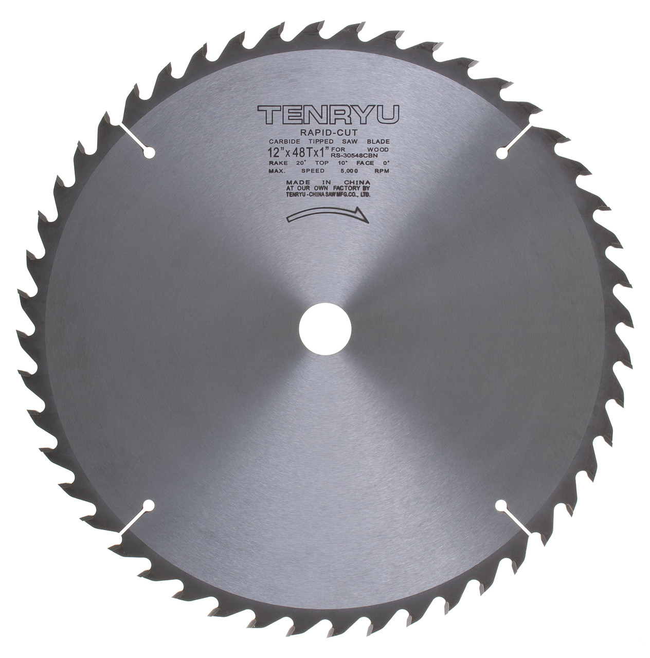 Tenryu RS-30548CBN 12" Carbide Tipped Saw Blade (48 Tooth ATB Grind 1" Arbor 0.134 Kerf) - 1
