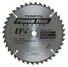 Power Tool Saw Blade, 8-1/4" Dia, 40T, 0.079" Kerf - Tenryu PT-21040