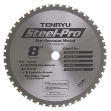 Steel-Pro Saw Blade, 8" Dia, 48T, 0.087" Kerf, 5/8" Arbor, Tenryu PRF-20348CBN