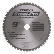 Steel-Pro Saw Blade, 9" Dia, 48T, 0.087" Kerf, 1" Arbor, Tenryu PRF-23048CBN