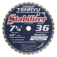 Steel-Pro Stabilizer Saw Blade, 7-1/4" Dia, 36T, 0.079" Kerf, 5/8"KO Arbor, Tenryu PRF-18536BWK