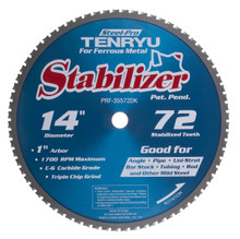 Steel-Pro Stabilizer Saw Blade, 14" Dia, 72T, 0.098" Kerf, 1" Arbor, Tenryu PRF-35572DK