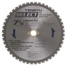 Steel-Pro Select Saw Blade, 7-1/4" Dia, 48T, 0.079" Kerf, 5/8"KO Arbor, Tenryu PRF-18548DS