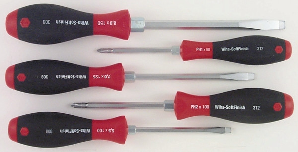 5pc SoftFinish Heavy-Duty Slotted/Phillips Screwdriver Set, Wiha 30892