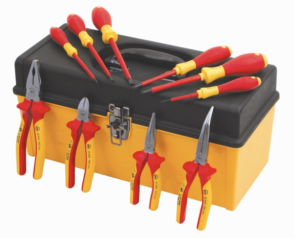 10pc Insulated Pliers/Cutters/Drivers Set in Tool Box, Wiha 32892