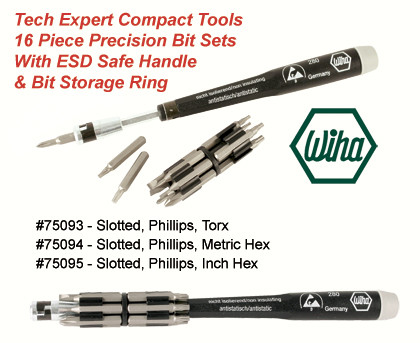 Slotted 16 Piece Phillips and Hex Metric Wiha 75095 Micro Bit Set with ESD Safe Handles Slotted 16 Piece Phillips and Hex Metric Wiha 75095 Micro Bit Set with ESD Safe Handles