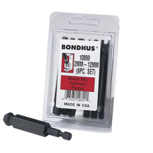 Bondhus 10899 - Set of 9 Ball End Hex Power Bits 2-12mm