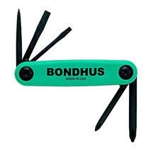 Bondhus 12545 - Set of 5 Utility Fold-up Tools #1 Phillips, #2 Phillips, 1/8 Slotted, 3/16 Slotted, Awl