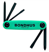 Bondhus 12547 - Set of 5 Utility Fold-up Tools #1 Phillips, #2 Phillips, 1/8 Slotted, 3/16 Slotted, 1/4 Slotted