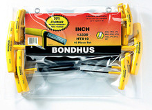 Bondhus 13338 - Set of 10 Graduated Length Hex T-Handles 3/32-3/8