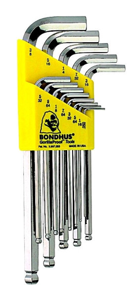 13pc Set Hex Ball Driver ScrewDrivers .050-3/8 GoldGuard Bondhus USA 38637 13pc Set Hex Ball Driver ScrewDrivers .050-3/8 GoldGuard Bondhus USA 38637