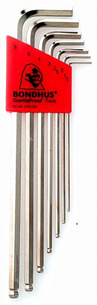Bondhus Innensechskantschlüssel 2,5 Mm – 50 Stück, 112 Mm Lang, Mit Ball-End