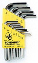 Bondhus 16236 - Set of 12 BriteGuard Plated Hex L-keys .050-5/16 - Short