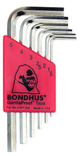 Picture for reference only. Actual product contains sizes listed in description. Bondhus 16299 - Set of 9 BriteGuard Plated Hex L-keys 1.5-10mm - Short