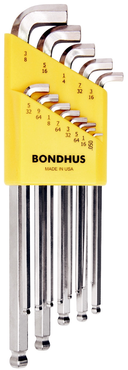 Long Bondhus 16937 Set of 13 Balldriver L-wrenches with BriteGuard Finish 