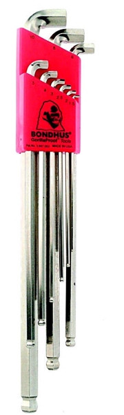 10pc Stubby Ball Hex Key Set, 1/16-1/4
