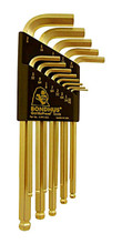 Picture for reference only. Actual product contains sizes listed in description. Bondhus 37936 - Set of 12 GoldGuard Plated Ball End Hex L-keys .050-5/16