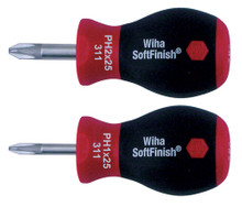 Wiha 31192 2pc SoftFinish Stubby Phillips Screwdriver Set