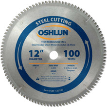 Oshlun SBF-120100 12-Inch 100 Tooth TCG Saw Blade with 1-Inch Arbor for Mild Steel and Ferrous Metals