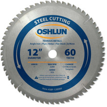 Oshlun SBF-120060 12-Inch 60 Tooth TCG Saw Blade with 1-Inch Arbor for Mild Steel and Ferrous Metals