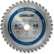 Oshlun SBF-067540 6-3/4-Inch 40 Tooth TCG Saw Blade with 20mm Arbor for Mild Steel and Ferrous Metals